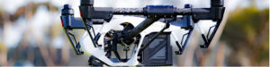 Close-up image of a flying drone