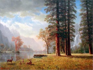 gallery_The_Hetch_Hetchy_Valley_California_by_Albert_Bierstadt_undated_-_Museum_of_Fine_Arts_Springfield_MA_-_DSC03988-300x225-1. Landscape painter Albert Bierstadt visited the Sierra in the 1860s and 1870s and found Hetch Hetchy Valley smaller than the more famous Yosemite Valley but quite as beautiful.