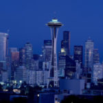 Dusk view of the skyline, Seattle, Washington