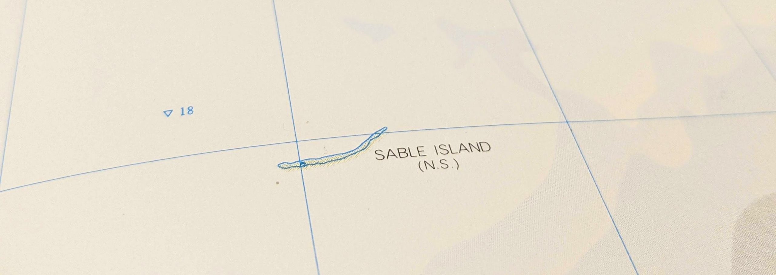 Picture of Sable Island in an atlas.