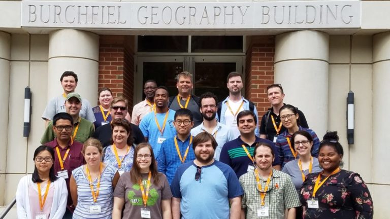 The Geography Faculty Development Alliance (GFDA) Early Career Workshop class of 2017 gathered for a photo at the close of the conference on June 24 at the University of Tennessee in Knoxville, Tenn
