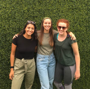 Photo of UNC-Chapel Hill undergraduate geographers Chloe Schneider, Maribel Herrera, and Megan Raisle