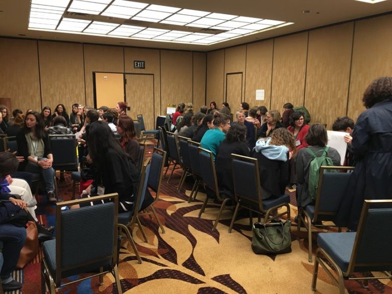 Speed women mentoring session held during the 2016 AAG annual meeting in San Francisco. Photo courtesy the AAG Committee on the Status of Women in Geography