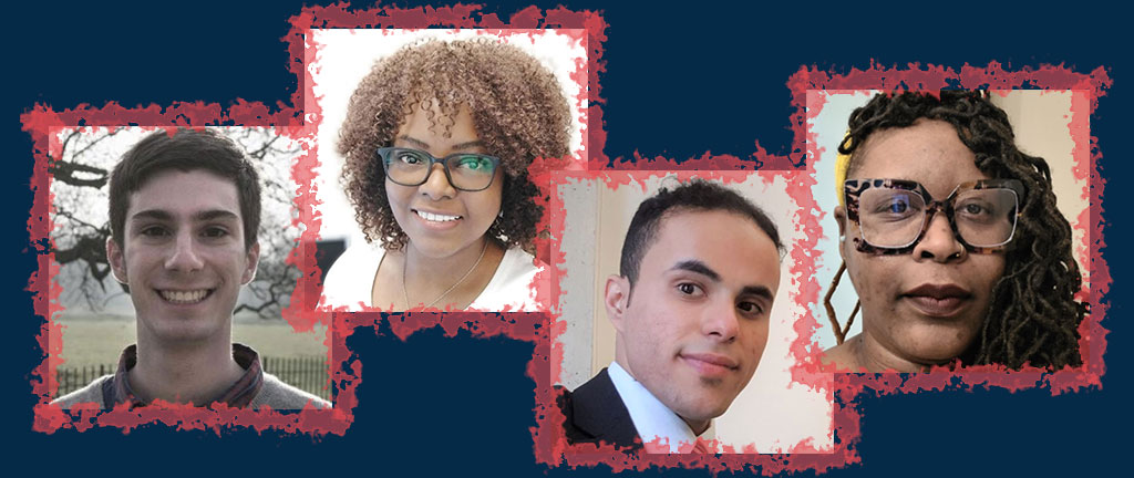 How to Make the Most of AAG Membership as a Student or Young Professional webinar collage with photos of Jack Swab, Amina Naliaka, Ali Alruzuq and April L Graham-Jackson