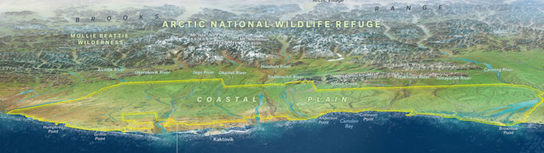 Map showing Arctic Refuge Birds-Eye-View program area created by Marty Schnure