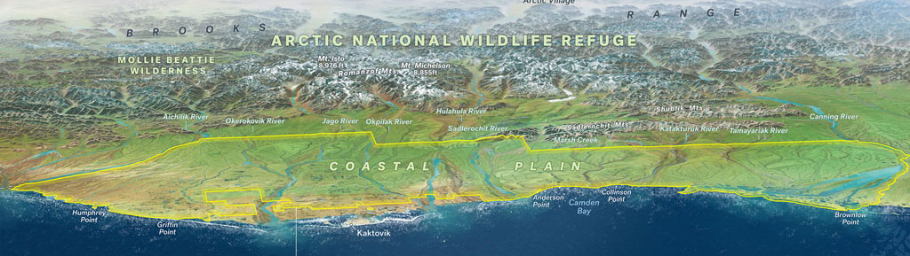 Map showing Arctic Refuge Birds-Eye-View program area created by Marty Schnure