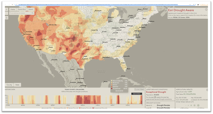 Screenshot of the Drought Aware web app