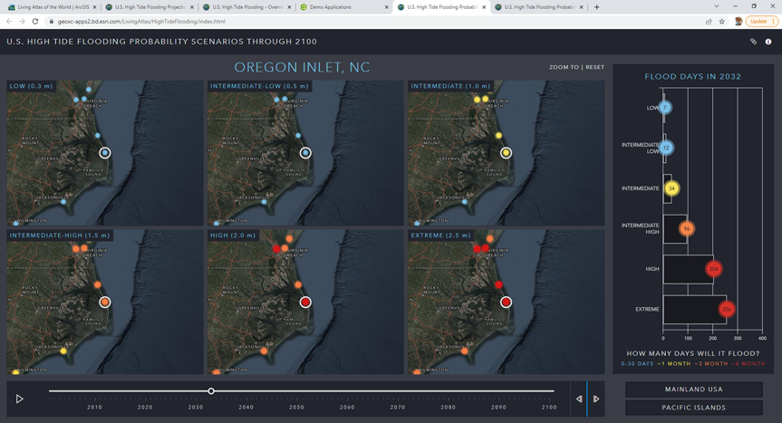 Screenshot of maps showing flooding probability