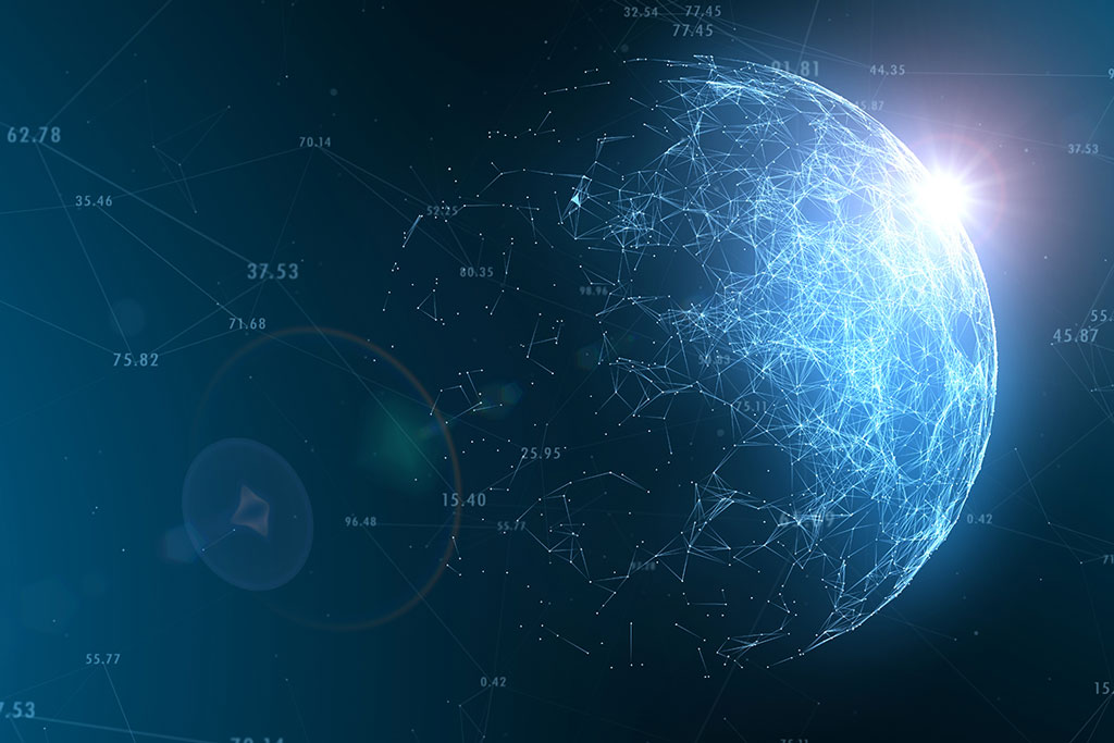 Image of globe with data points connected by lines