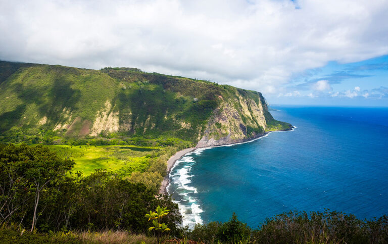 Waipio valley view from north shore of Oahu Hawaii