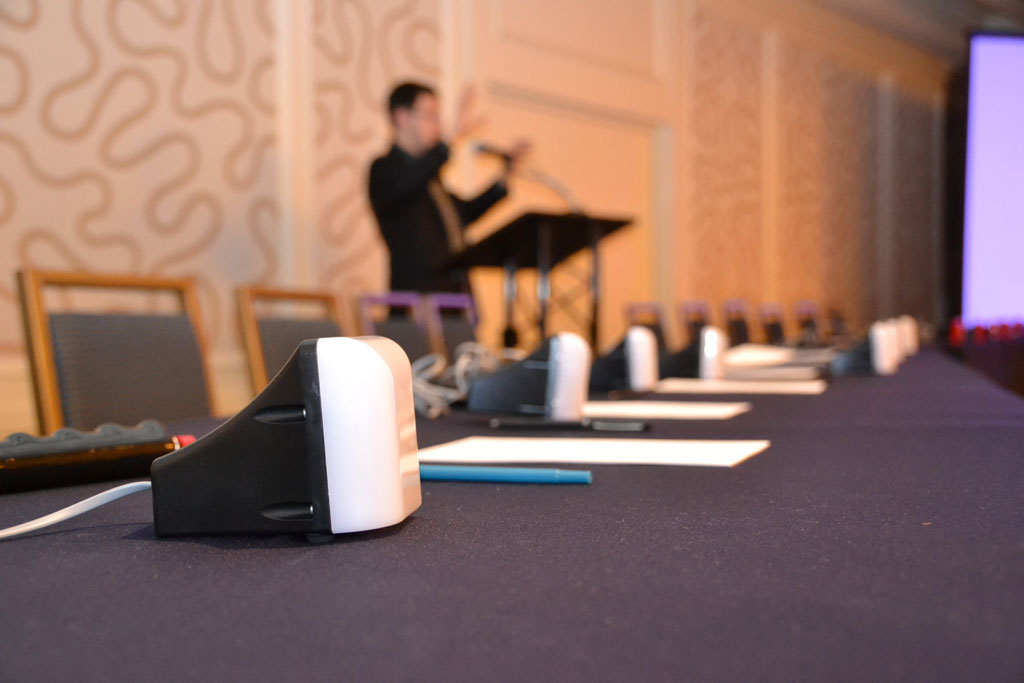 World Geography Bowl buzzer devices on table during national tournament