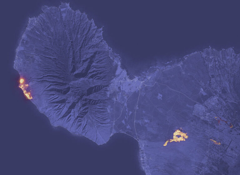 NASA aerial of the Lahaina fire on Maui.