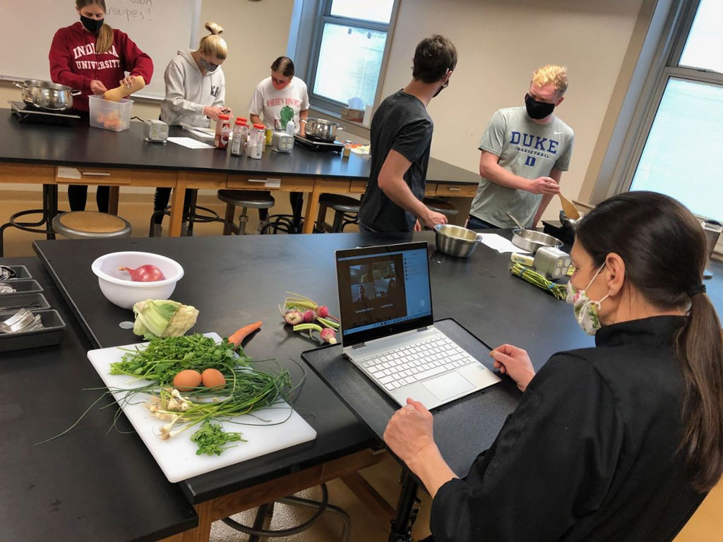 Dr. Olga Kalentzidou teaches a hybrid course on the geography of Indiana’s foodways. Credit: Kayte Young, WFIU Public Radio