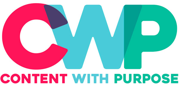 Content with Purpose logo using colored letters CWP