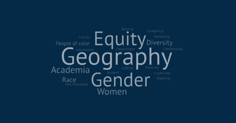 Word cloud with most emphasized words as Geography, Equity and Gender - decorative