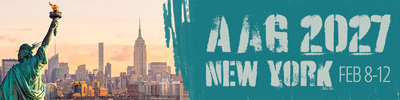 Web banner ad: Register now for AAG 2027 in New York City February 8-12, 2027.